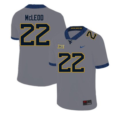 Men's West Virginia Mountaineers NCAA #22 Saint McLeod Gray Authentic Nike Stitched College Football Jersey DY15G74LI